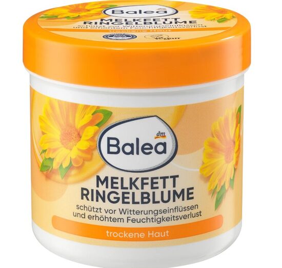 Balea Melkfett Ringelblume ķermeņa krēms ar kļinģerīšu ekstraktu sausa ādai, 250ml